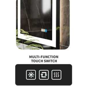 20x28inches Rectangle LED Mirror, Smart Bathroom Mirror with Lights, Anti-Fog, Tempered Glass, 3 Colors Dimmable, Front and Backlit, CRI 90+, Wall Mounted, Memory Function - Image 5