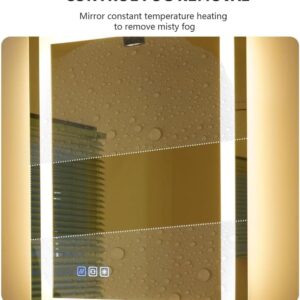 20x28inches Rectangle LED Mirror, Smart Bathroom Mirror with Lights, Anti-Fog, Tempered Glass, 3 Colors Dimmable, Front and Backlit, CRI 90+, Wall Mounted, Memory Function - Image 6