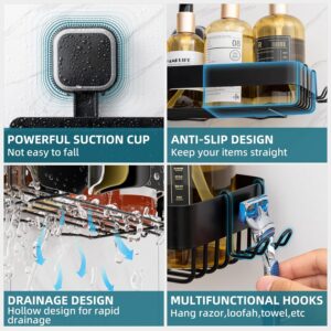 TAILI Shower Caddy Suction Cup Stainless Steel Rustproof Shower Shelves, No Drilling Wall Mounted Basket, Upgraded Removable Suction Cup Bathroom,Black 2pack - Image 3