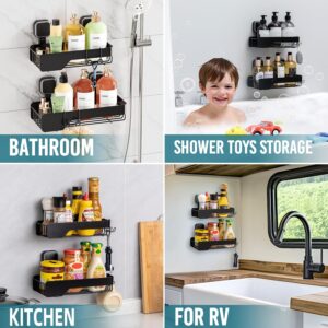TAILI Shower Caddy Suction Cup Stainless Steel Rustproof Shower Shelves, No Drilling Wall Mounted Basket, Upgraded Removable Suction Cup Bathroom,Black 2pack - Image 6