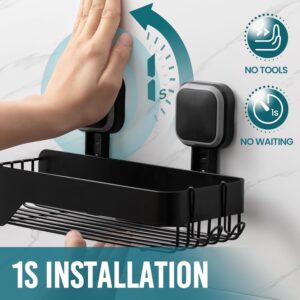TAILI Shower Caddy Suction Cup Stainless Steel Rustproof Shower Shelves, No Drilling Wall Mounted Basket, Upgraded Removable Suction Cup Bathroom,Black 2pack - Image 8