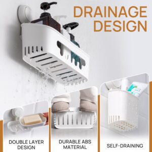 Shower Caddy Suction Cup Set Shower Organizer & Soap Holder & Toothbrush Holder, Bathroom Shelf Basket NO-Drilling, Removable Suction Storage Waterproof Bathroom Caddy, White - Image 7
