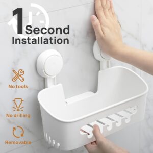 Shower Caddy Suction Cup Set Shower Organizer & Soap Holder & Toothbrush Holder, Bathroom Shelf Basket NO-Drilling, Removable Suction Storage Waterproof Bathroom Caddy, White - Image 8