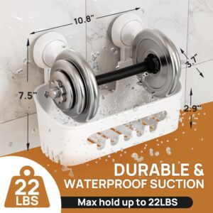 Shower Caddy Suction Cup Set Shower Organizer & Soap Holder & Toothbrush Holder, Bathroom Shelf Basket NO-Drilling, Removable Suction Storage Waterproof Bathroom Caddy, White - Image 9