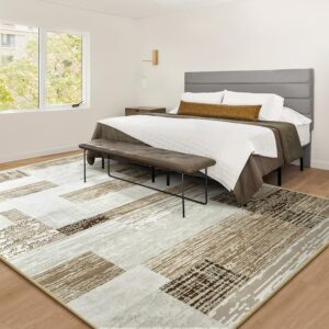 Large Area Rugs,Modern Geometric Patchwork Floor Decor for Bedroom Aesthetic Carpet, Rockwood Collection, Indoor Rugs for Living Room, Dining Room, Nursery, Office, Machine Washable Rug,6x9 Ft Beige - Image 2