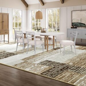 Large Area Rugs,Modern Geometric Patchwork Floor Decor for Bedroom Aesthetic Carpet, Rockwood Collection, Indoor Rugs for Living Room, Dining Room, Nursery, Office, Machine Washable Rug,6x9 Ft Beige - Image 8
