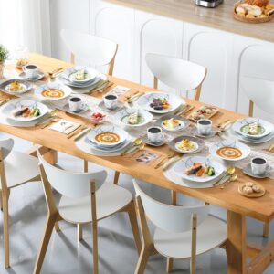 VEWEET 'Nikita' 30-Piece Dinner Set Ivory White Brown Lines Porcelain China Ceramic Combination Sets of Dessert Plates/Soup Plates/Dinner Plates/Cups/Saucers Service for 6 - Image 7