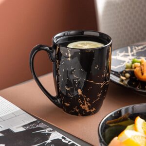 LOVECASA Black Plates and Bowls Sets for 4, Porcelain Dinnerware Sets 16 Piece Gold Splash Glaze Ceramic Dish Set, Round Dinner Set with Mugs, Dishwasher Microwave Safe - Image 7
