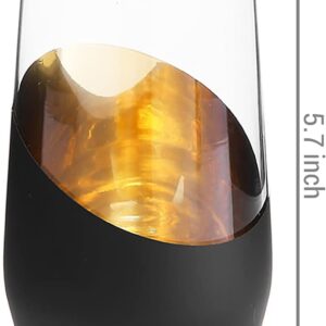 MyGift Set of 4 Black & Gold Stemless Champagne Flutes - 11 oz Wedding Party Glasses, Modern Barware for Sparkling Wine, Cocktails, Christmas Gifts (Elegant Home & Bridal Shower Essentials) - Image 4