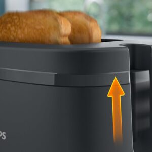 Philips Toaster - 650W, 6 Adjustable Browning Levels, 2 Slice Capacity, Automatic Shut-Off, Instant Stop Button, Removable Crumb Tray, Cord Storage, Charcoal Grey - HD2510/90 - Image 5