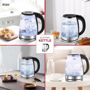 Electric Kettle 1.7 L - Rapid Boil & Quite Glass Kettle with 2000W Power - LED Indicator, Auto Shut Off & Boil-Dry Protection By Aliza - Image 6