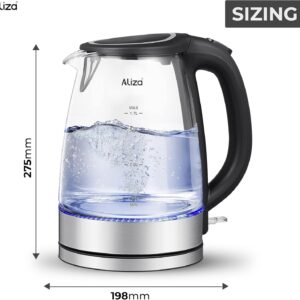 Electric Kettle 1.7 L - Rapid Boil & Quite Glass Kettle with 2000W Power - LED Indicator, Auto Shut Off & Boil-Dry Protection By Aliza - Image 8