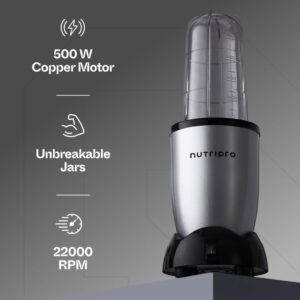 NutriPro 500W Blender | Juicer Mixer Grinder & Smoothie Maker Machine (Silver, 3 Jars) – 1-Year Warranty - Image 3