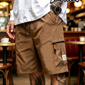 Summer Men's Quick Dry Cargo Shorts Loose Fit Elastic Waist Drawstring Multi Zipper Pockets Outdoor Fishing Hiking EU Size - Image 3