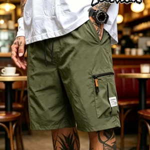 Summer Men's Quick Dry Cargo Shorts Loose Fit Elastic Waist Drawstring Multi Zipper Pockets Outdoor Fishing Hiking EU Size - Image 4