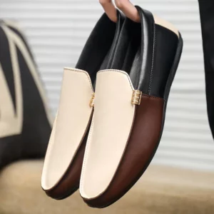 Fashion Leather Loafers For Men Flat Shoes Comfortable Men's Casual Shoes Breathable Lightweight Slip-on Shoes Man Lazy Shoes - Image 1
