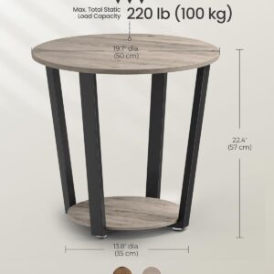 VASAGLE Round Side End Table, 2-Tier Accent Bedside Table with Storage Shelf, Easy Assembly, Nightstand for Small Spaces, Living Room, Bedroom, Heather Greige and Ink Black ULET057B02 - Image 3