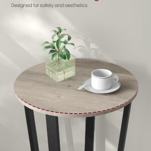 VASAGLE Round Side End Table, 2-Tier Accent Bedside Table with Storage Shelf, Easy Assembly, Nightstand for Small Spaces, Living Room, Bedroom, Heather Greige and Ink Black ULET057B02 - Image 5