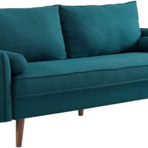 Modway Revive Contemporary Modern Fabric Upholstered Sofa In Teal - Image 4