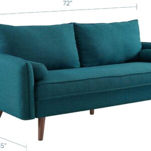 Modway Revive Contemporary Modern Fabric Upholstered Sofa In Teal - Image 5