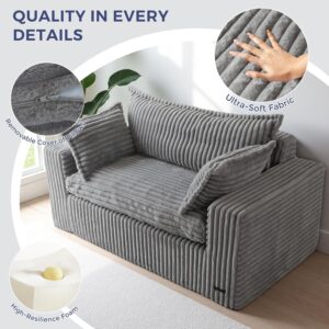 MAXYOYO 59" Bean Bag Sofa Couch, Loveseat Boneless Couch in a Box, Upholstered Small Mini Sofa with Deep Seating for Living Room Bedroom Office Apartment, No Assembly, Dark Grey - Image 3
