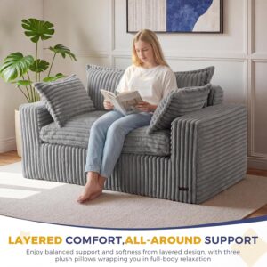 MAXYOYO 59" Bean Bag Sofa Couch, Loveseat Boneless Couch in a Box, Upholstered Small Mini Sofa with Deep Seating for Living Room Bedroom Office Apartment, No Assembly, Dark Grey - Image 4