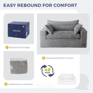 MAXYOYO 59" Bean Bag Sofa Couch, Loveseat Boneless Couch in a Box, Upholstered Small Mini Sofa with Deep Seating for Living Room Bedroom Office Apartment, No Assembly, Dark Grey - Image 7
