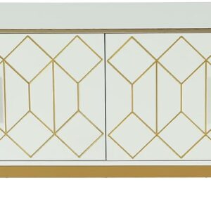LITTLE TREE TV Stand for TVs up to 70 Inches, Entertainment Center with Storage Cabinets, Luxury Media Console, 63 Inch Modern TV Stand for Living Room, White & Gold - Image 3