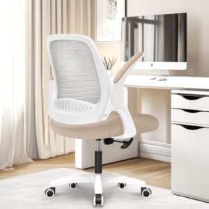 NEO CHAIR Office Desk Gaming Ergonomic Computer Chair with Lumbar Back Support Adjustable Height Swivel Rolling Wheels Flip-up Arms Mesh Chair for Home Vanity (Beige) - Image 7