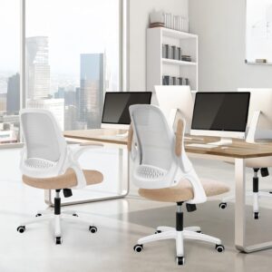 NEO CHAIR Office Desk Gaming Ergonomic Computer Chair with Lumbar Back Support Adjustable Height Swivel Rolling Wheels Flip-up Arms Mesh Chair for Home Vanity (Beige) - Image 8