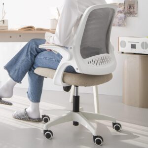 NEO CHAIR Office Desk Gaming Ergonomic Computer Chair with Lumbar Back Support Adjustable Height Swivel Rolling Wheels Flip-up Arms Mesh Chair for Home Vanity (Beige) - Image 9