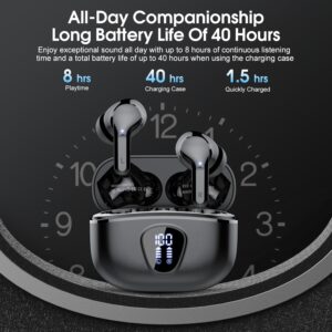 Wireless Earbuds, Bluetooth 5.4 Headphones HiFi Stereo, Bluetooth Earbuds with ENC Noise Cancelling Mic, IP7 Waterproof in Ear Earphones, 48H, LED Display Ear buds for Pad Phones Workout Sports, Black - Image 5