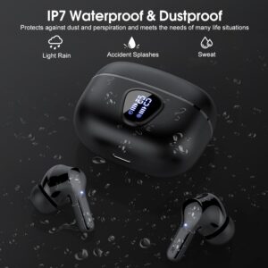 Wireless Earbuds, Bluetooth 5.4 Headphones HiFi Stereo, Bluetooth Earbuds with ENC Noise Cancelling Mic, IP7 Waterproof in Ear Earphones, 48H, LED Display Ear buds for Pad Phones Workout Sports, Black - Image 6