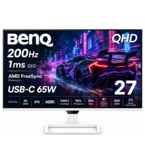 BenQ 27 inch QHD 200Hz IPS Gaming Monitor | USB-C (65W) | HDRi | 1200:1 Contrast | 90% P3 Gamut | 350 Nits | Built-in Speakers (5W x2) | AMD FreeSync Premium | HDMI | Game Color Mode EW270Q2K white - Image 1