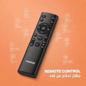 FASTER XB7000 Home Theater 2.1CH, Sound Bar with Subwoofer, 80W Output | Black Theater System Wall Mounting, Deep Thrilling Bass. Bluetooth, HDMI(ARC), Optical, AUX, USB for TV, PC with Remote - Image 8