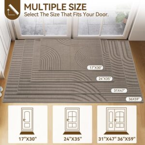 Front Door Mat 17''x30'', Absorbent Dirt Resist Washable Non Slip Low-Profile Indoor Doormat, Easy Clean Welcome Entryway Door Mats, Brown - Image 2