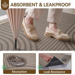 Front Door Mat 17''x30'', Absorbent Dirt Resist Washable Non Slip Low-Profile Indoor Doormat, Easy Clean Welcome Entryway Door Mats, Brown - Image 3