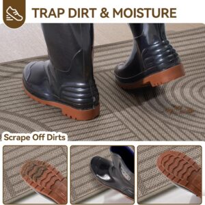Front Door Mat 17''x30'', Absorbent Dirt Resist Washable Non Slip Low-Profile Indoor Doormat, Easy Clean Welcome Entryway Door Mats, Brown - Image 4