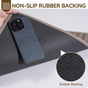 Front Door Mat 17''x30'', Absorbent Dirt Resist Washable Non Slip Low-Profile Indoor Doormat, Easy Clean Welcome Entryway Door Mats, Brown - Image 6
