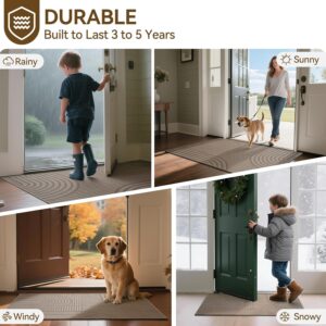 Front Door Mat 17''x30'', Absorbent Dirt Resist Washable Non Slip Low-Profile Indoor Doormat, Easy Clean Welcome Entryway Door Mats, Brown - Image 7