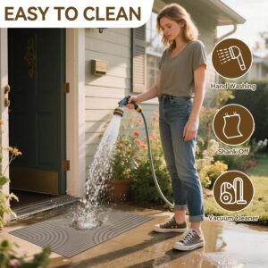Front Door Mat 17''x30'', Absorbent Dirt Resist Washable Non Slip Low-Profile Indoor Doormat, Easy Clean Welcome Entryway Door Mats, Brown - Image 8