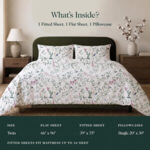 100% Cotton Printed Percale Cooling Bed Sheet Set - King Size, Botanique | 16” Deep Pocket Breathable Bedding for Hot Sleepers – Crisp Hotel Quality, Oeko-TEX Certified Sheets - Image 7