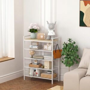 Refrze Shoe Rack for Front Door Entrance, 4 Tier Height-Adjustable Metal Shoe Rack, Sturdy Wooden Top and Tiltable Steel Frame Heavy Duty Shoe Organizer for Bathroom,Bedroom,Kitchen, Include Hook - Image 7