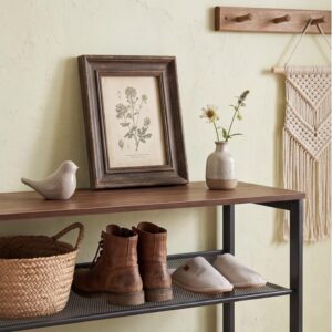 Shoe Rack for Entryway 4 Tiers 11.8" D x 25" W x 28" H, Metal Shoe Rocks with Brown Wooden Tabletop, Angled Shoes Rack with Adjustable Mesh Shelves for Entryway Hallway Closet - Image 5