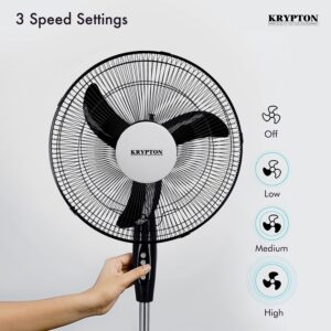 Krypton 3 speed control stand fan,black-KNF6153 - Image 3