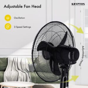 Krypton 3 speed control stand fan,black-KNF6153 - Image 7