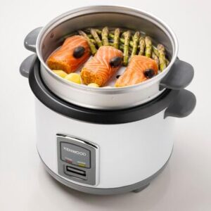KENWOOD 2-in-1 Rice Cooker 1.0L 5-Cups Rice with Food Steamer Basket, Non-Stick Cooking Pot, Tampered Glass Lid, Warm/Cook Lights, Spatula Holder, Detachable Cord RCM10.000WH White - Image 3