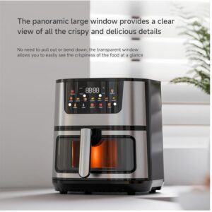 Digital Air Fryer Oven, 2800W, 15L Big-Sized Capacity, Touch Control, 12 Preset Functions, 80-200°C Adjustable Temp, Smoke-Free Cooking, stainless steel visual electric fryer. - Image 4