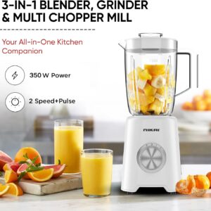 Nikai 3-in-1 Blender with 3 Jars, 1.5 Ltr Liquid Jar, 1 Coffee Grinder & 1 Meat Mincer, 2 Speeds, Stainless Blades, Unbreakable Jar, Perfect for Dry & Wet Fine Grinding, Mixing & Juicing-NB1900NA1 - Image 3