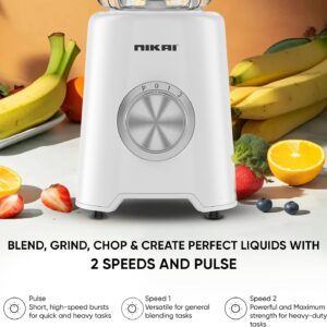 Nikai 3-in-1 Blender with 3 Jars, 1.5 Ltr Liquid Jar, 1 Coffee Grinder & 1 Meat Mincer, 2 Speeds, Stainless Blades, Unbreakable Jar, Perfect for Dry & Wet Fine Grinding, Mixing & Juicing-NB1900NA1 - Image 5